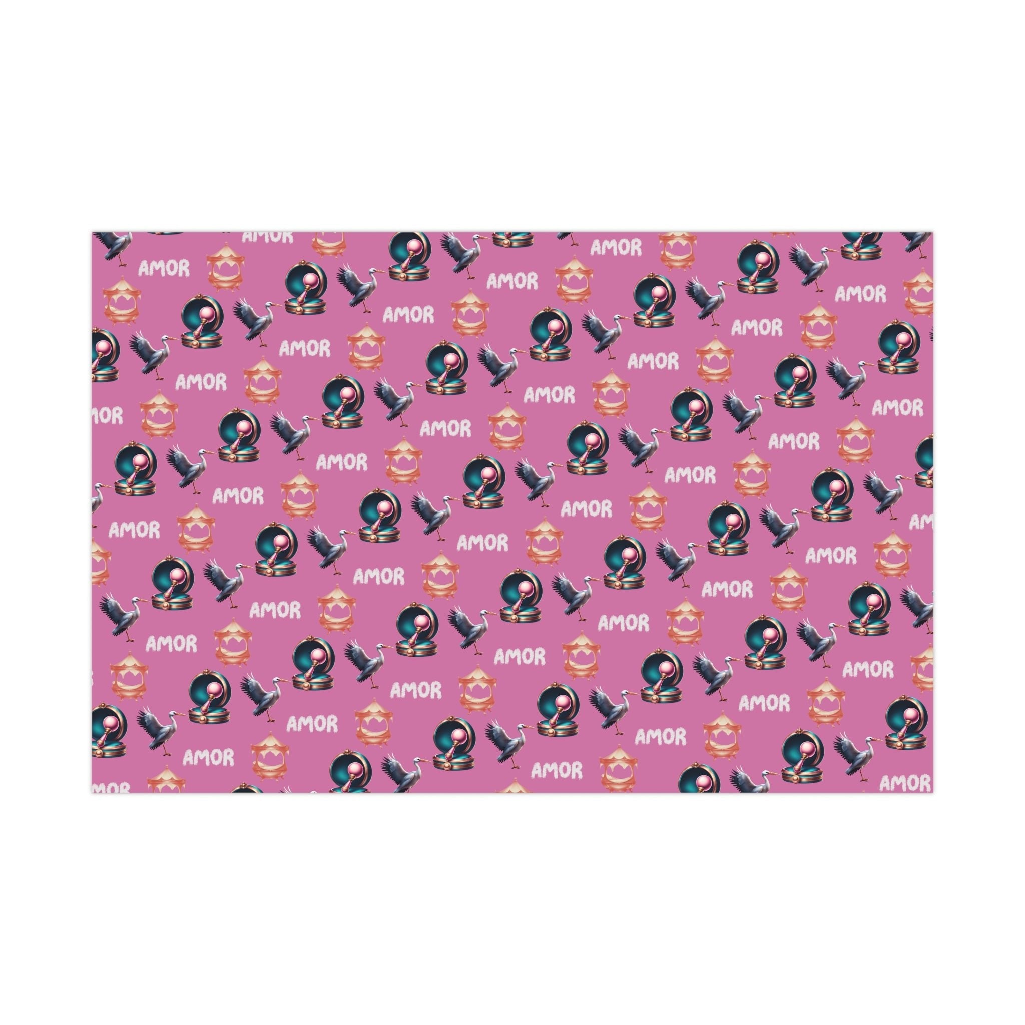 Amor Pink Baby Shower Gift Wrap - T Squared Happy Gifts
