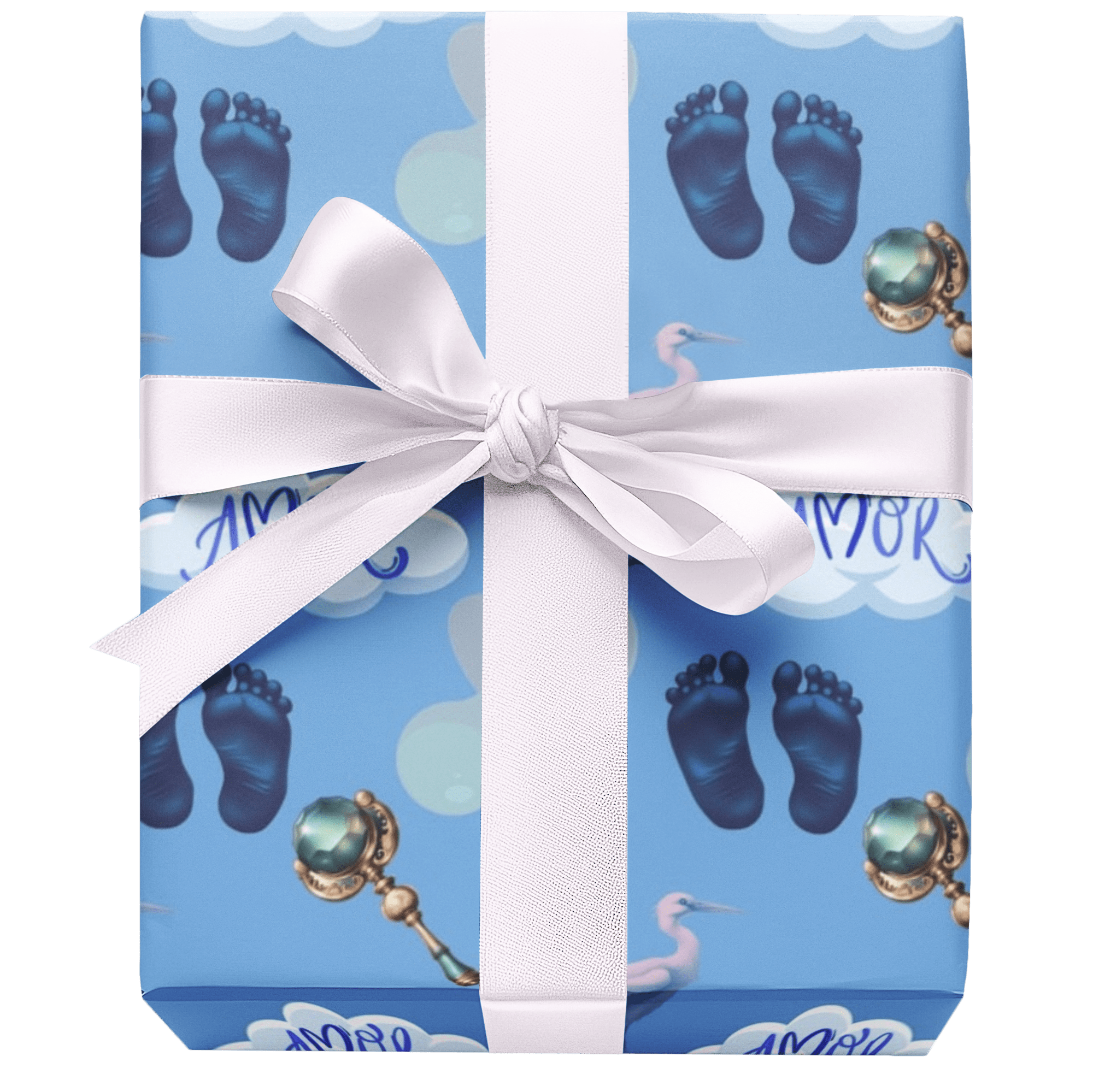 T Squared Happy™ Amor Blue Baby Shower Gift Wrap - T Squared Happy Gifts