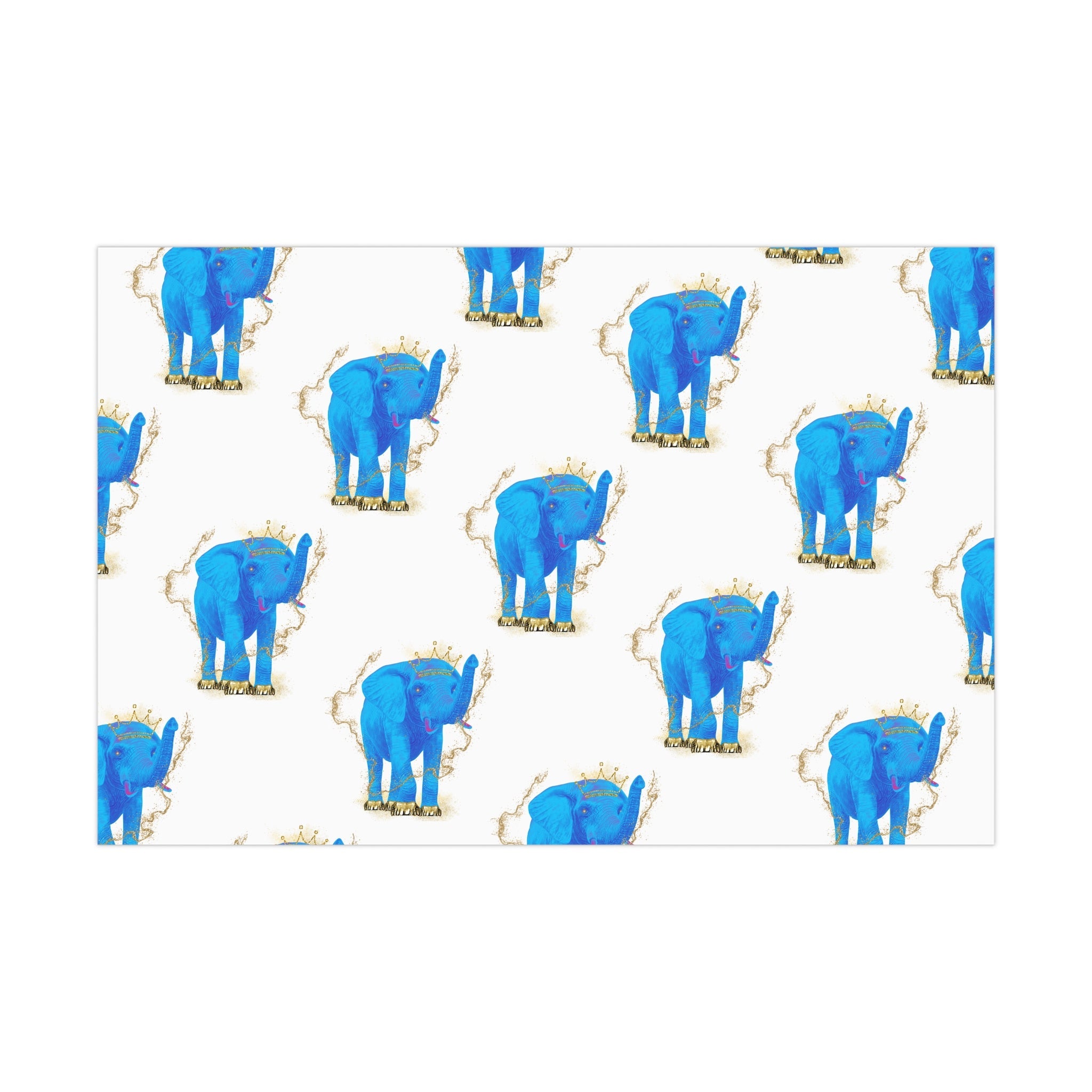 T Squared Happy™ Gift Wrap – Crowned Blue Elephant - T Squared Happy Gifts